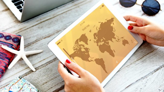 World Map Travel Application Concept